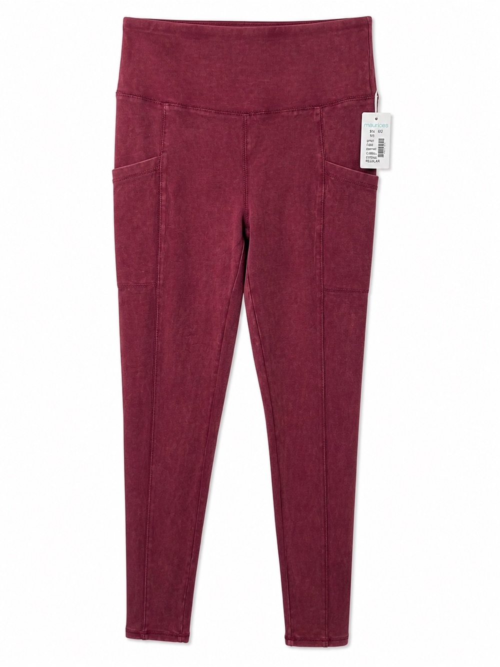Maurices High Rise Pocket Leggings Acid Wash Athleisure XS NWT Stretch Plum